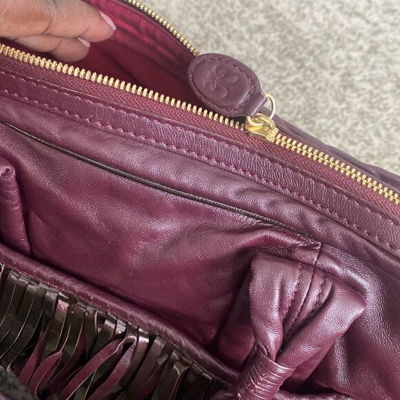 Katherine Kwei Wine Leather Handbag - Picture 9 of 10
